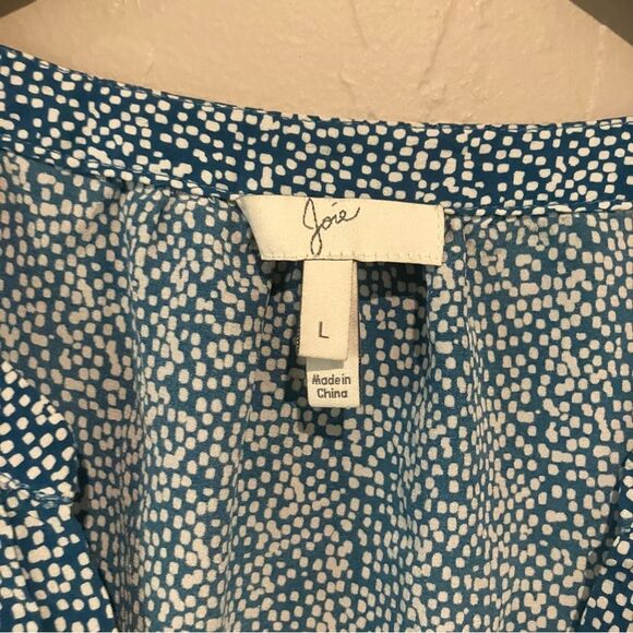 Joie Blue and White Sleeveless Silk Tank Blouse Size Large - Picture 6 of 10